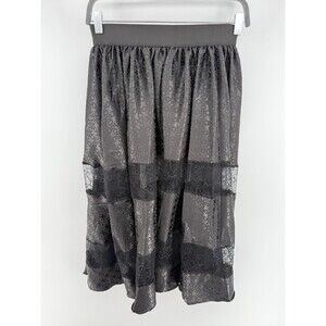 Ahiri Lace Satin Clover Skirt Black Unlined Size S